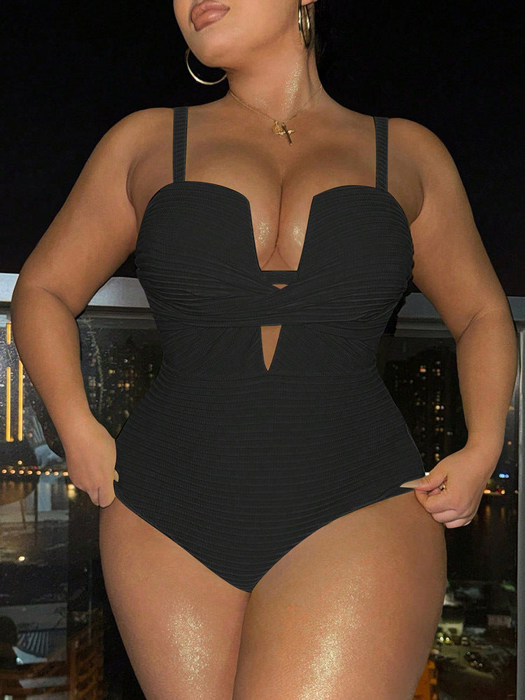 One piece-Deep V-neck strapless sexy swimsuit