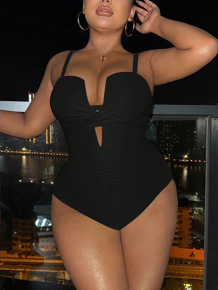 One piece-Deep V-neck strapless sexy swimsuit