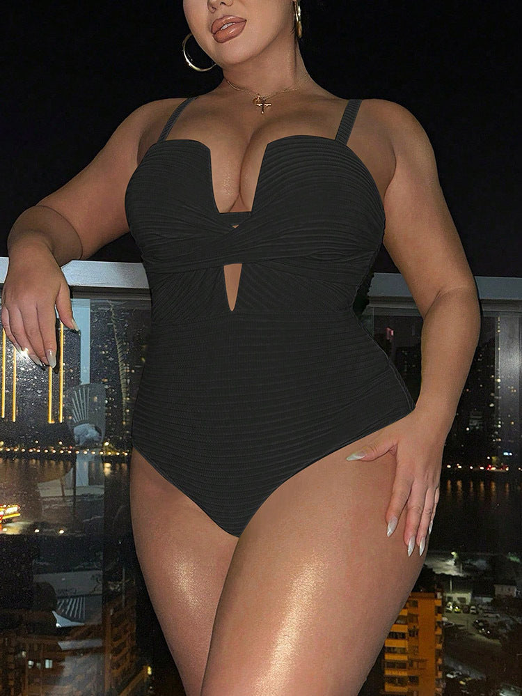 One piece-Deep V-neck strapless sexy swimsuit