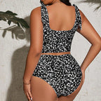 Bikini Set - Sexy Floral Tank Top with High-Waisted Bottom