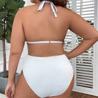 Bikini Set-Halter with pearls and High Waisted