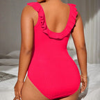 One piece -Ruffled hem Tummy Control Swimsuit