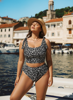 Bikini Set - Sexy Floral Tank Top with High-Waisted Bottom