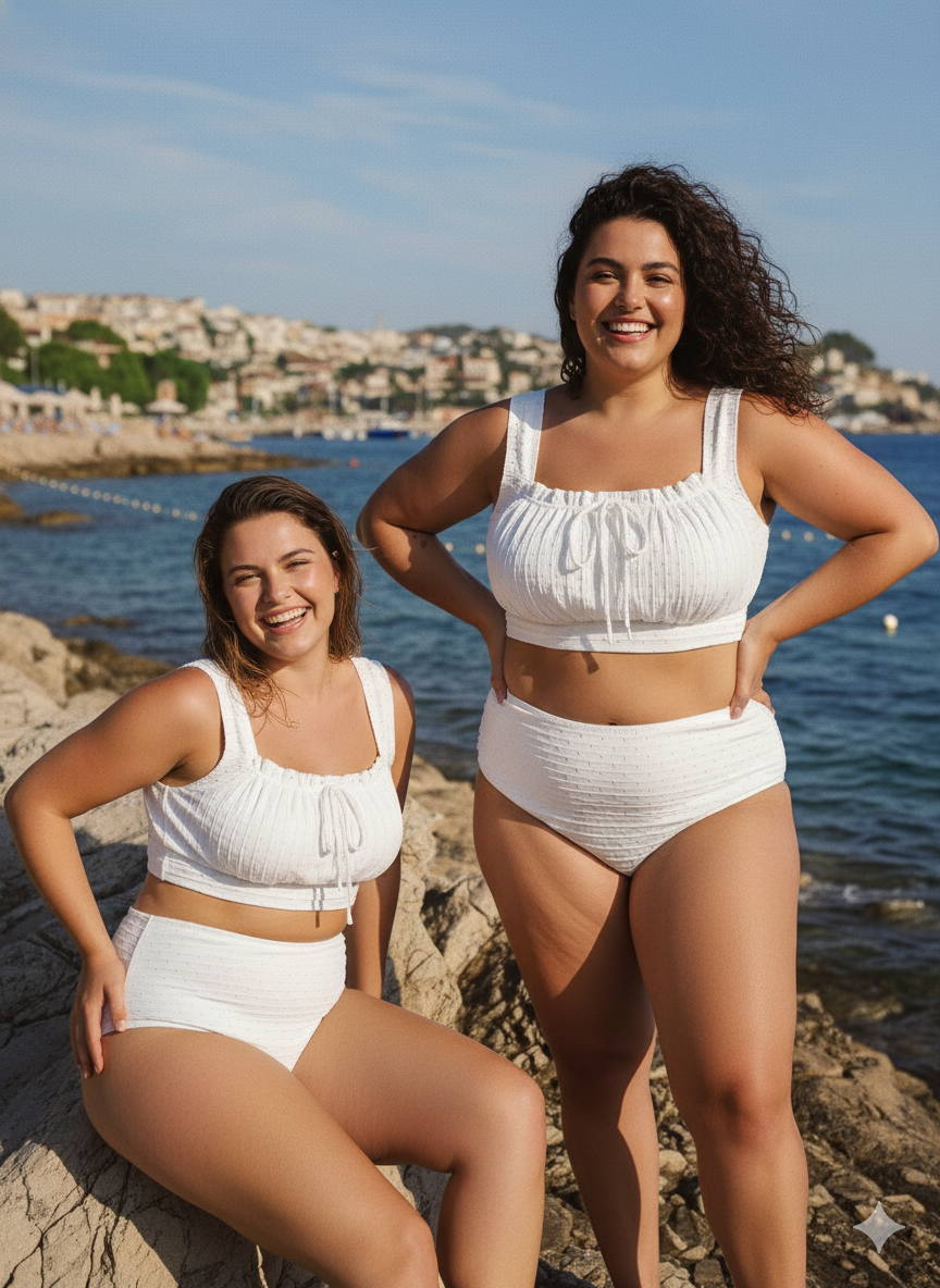 Bikini Set - Strapless Two-Piece High-Waisted