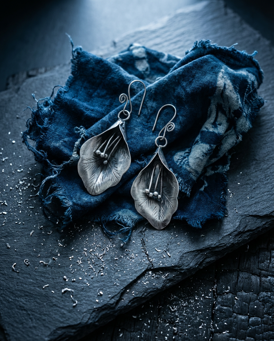 Blooming Calla Lily Earrings| Handcrafted Miao/Hmong Silver