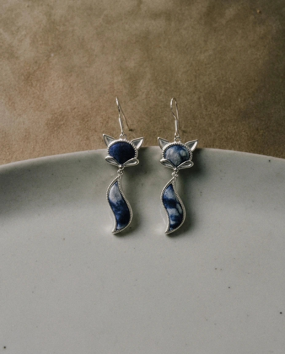 The Sharp Intuition: Fox Batik Drops Earrings