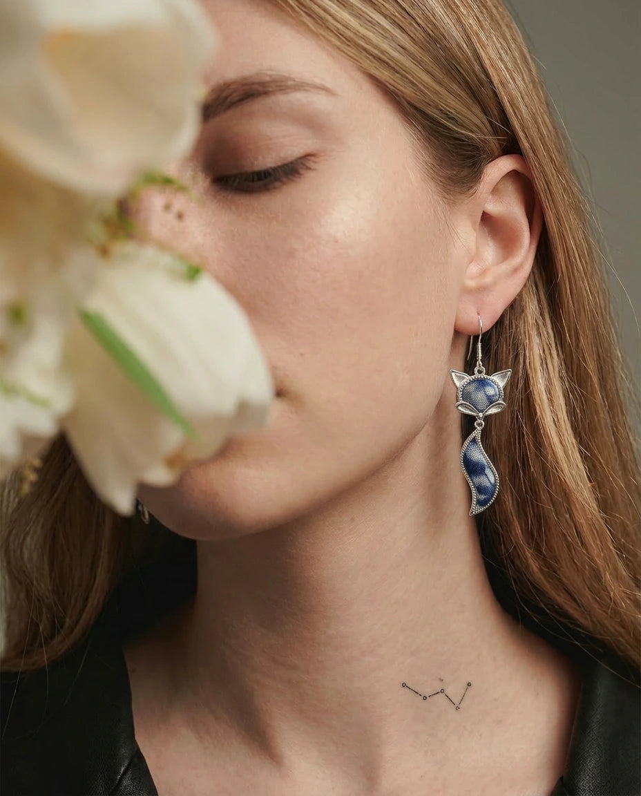 The Sharp Intuition: Fox Batik Drops Earrings