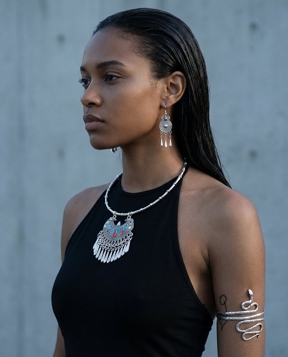 "Vivid Coil"- Serpent Spiral Dual-Wear Cuff | Handcrafted Miao Silver