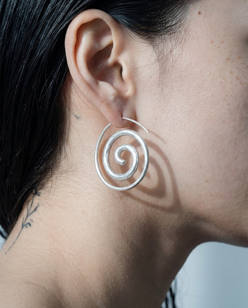 Swirl Infinity Hoops Earrings | Handcrafted Miao Silver