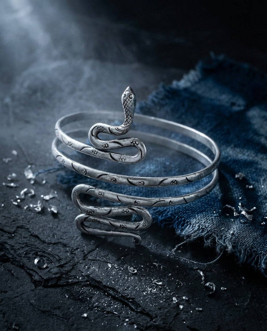 "Vivid Coil"- Serpent Spiral Dual-Wear Cuff | Handcrafted Miao Silver
