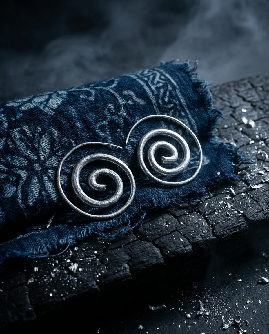 Swirl Infinity Hoops Earrings | Handcrafted Miao Silver